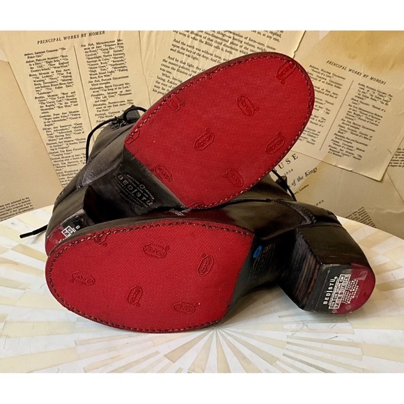 Free People Bed Stu Brooklyn Lace Up Ankle Boot Black Rustic Leather - Picture 10 of 10